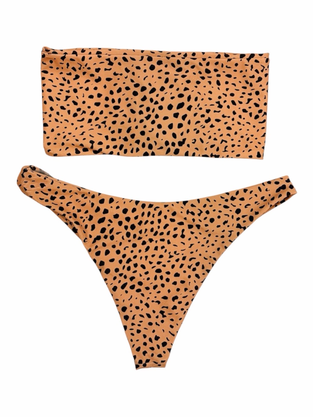 Zaful Leopard Print Bandeau Bikini Set